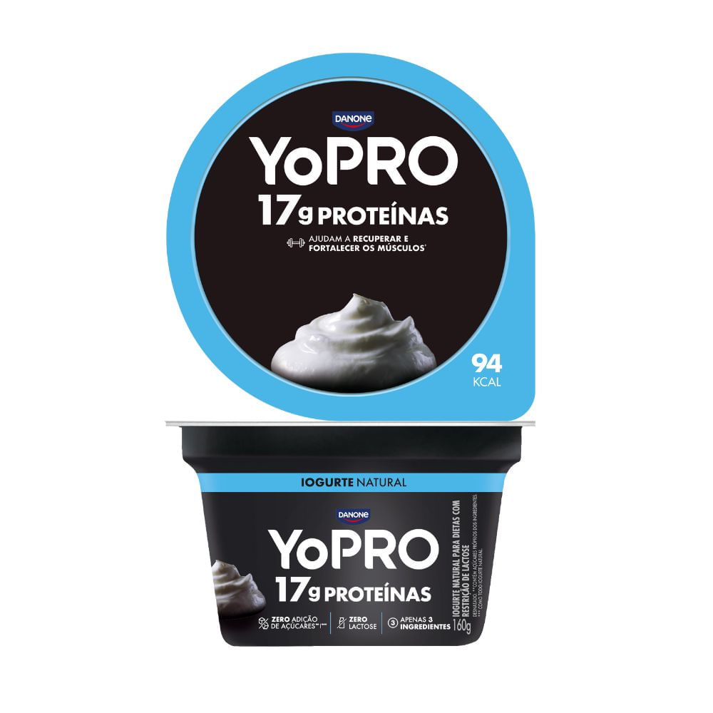 Iogurte Natural 17g de Proteínas Sem Lactose YoPro 160g |Mambo