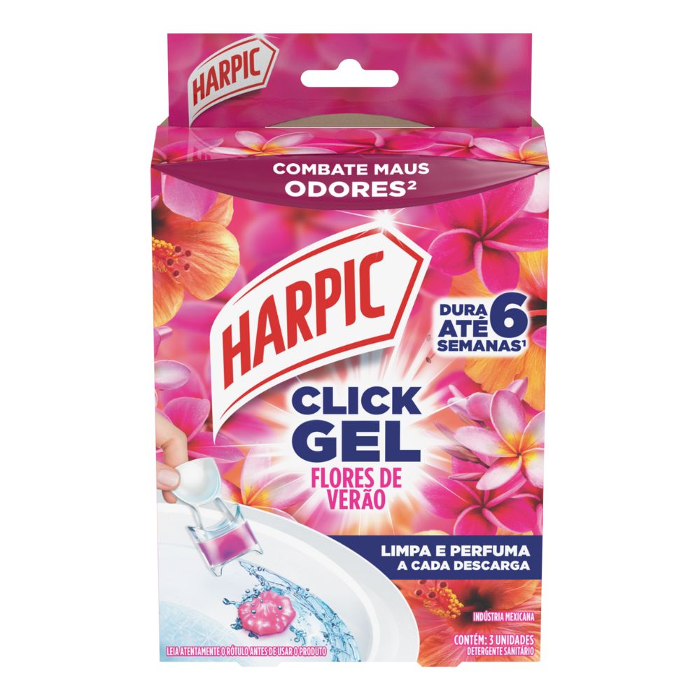 Desodorizador Sanitário Flores de Verão Click Gel Harpic com 3
