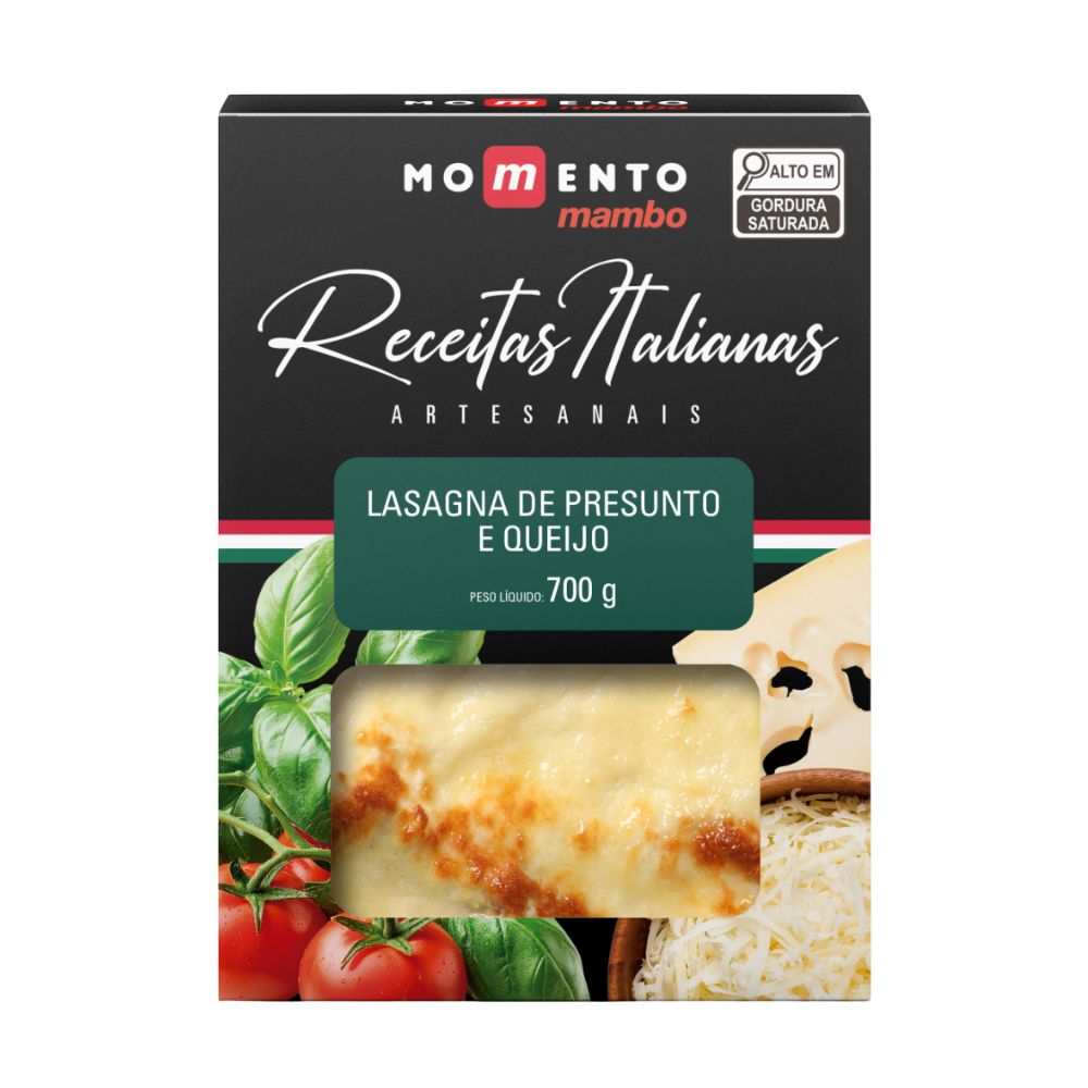 Lasanha de Presunto e Queijo Congelada Momento Mambo 700g