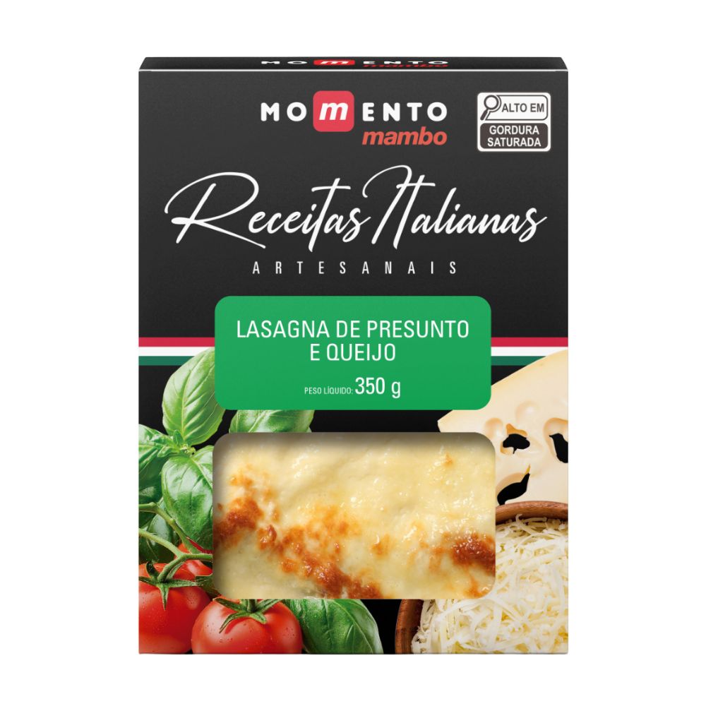 Lasanha de Presunto e Queijo Congelada Momento Mambo 350g