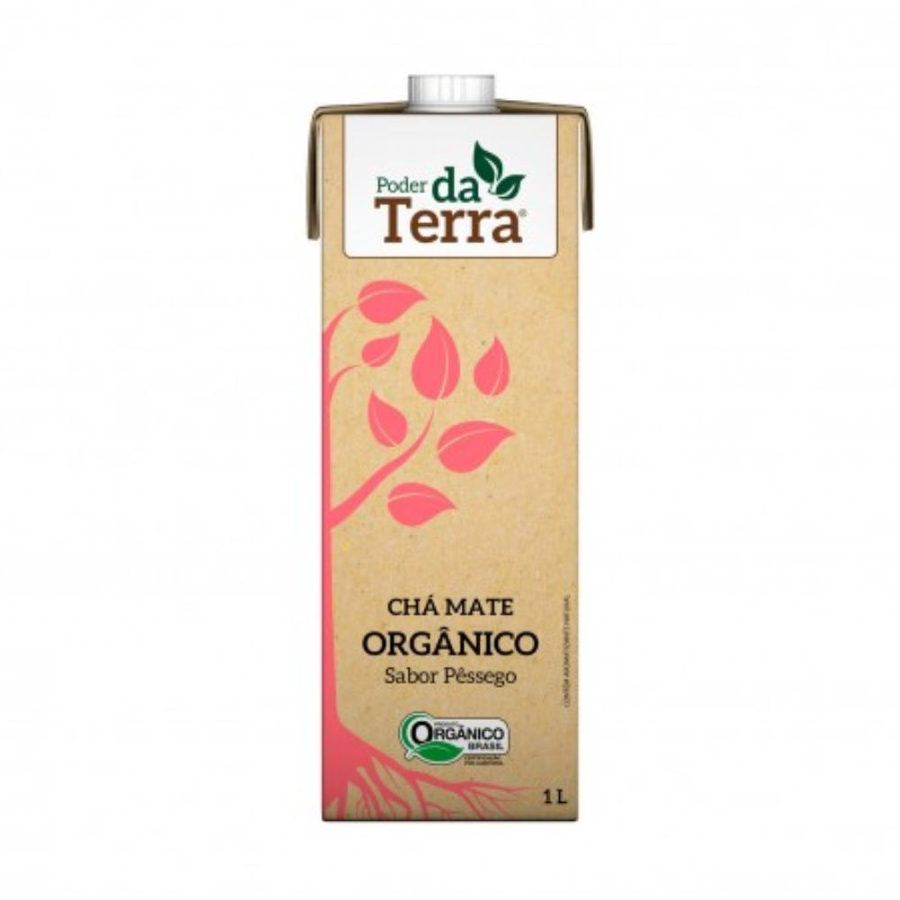 Chá Mate Orgânico Sabor Pêssego Poder da Terra 1 Litro