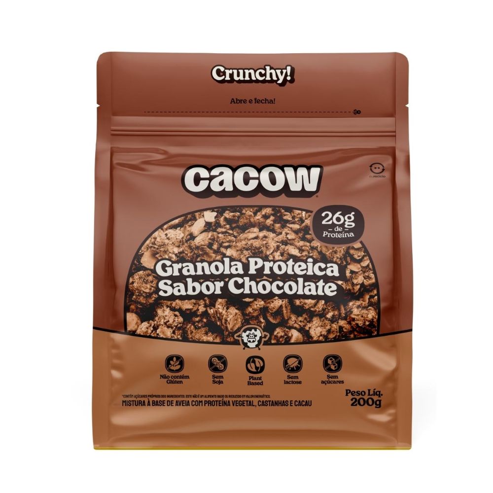 Granola Proteica Chocolate Sem Açúcar Cacow 200g