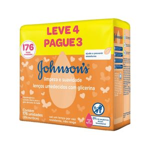 Lenços Umedecidos com Glicerina Johnson's com 176 Unidades