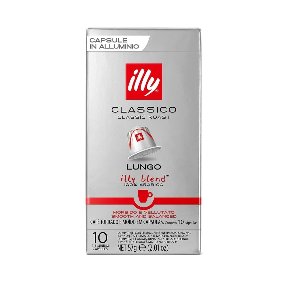 Cápsula de Café Lungo Classico Illy 57g com 10 Unidades