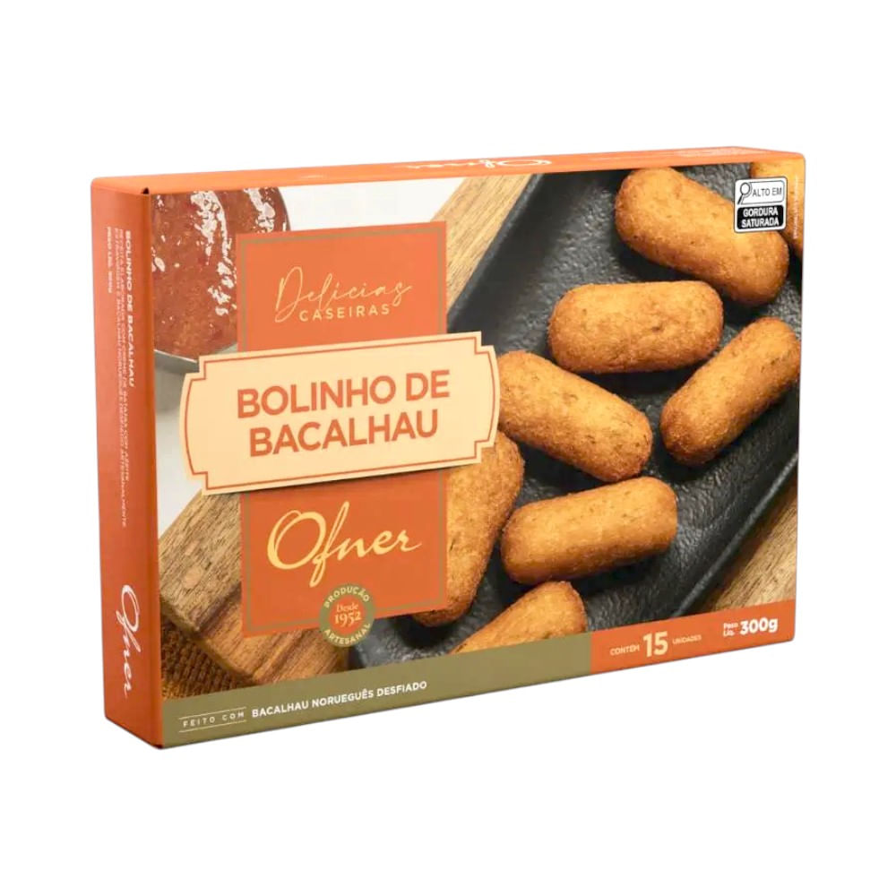 Bolinho de Bacalhau Norueguês Congelado Ofner 300g com 15 Unidades