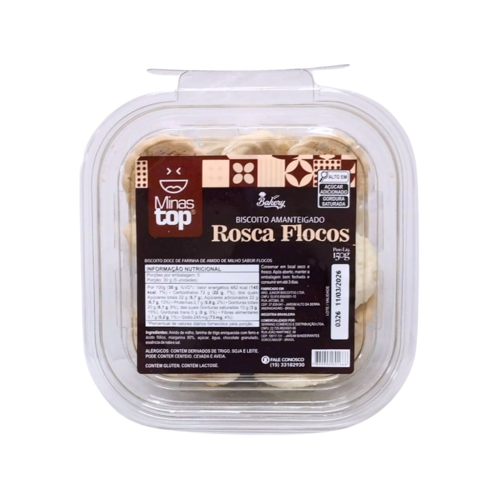 Biscoito Amanteigado Rosca Flocos Minas Top 150g