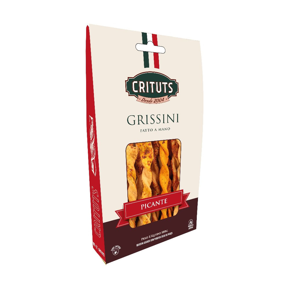 Grissini Assado Picante Fatto A Mano Crituts 100g