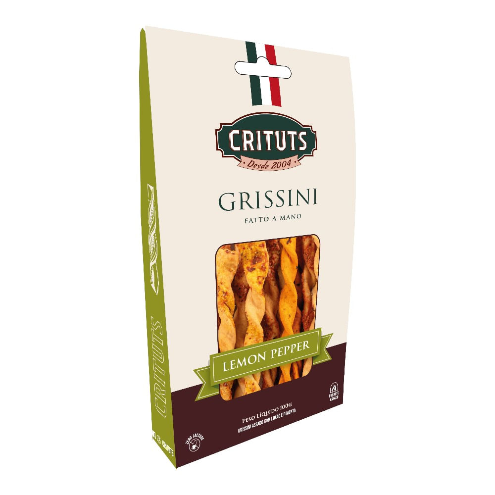 Grissini Assado Fatto A Mano Lemon Pepper Crituts 100g
