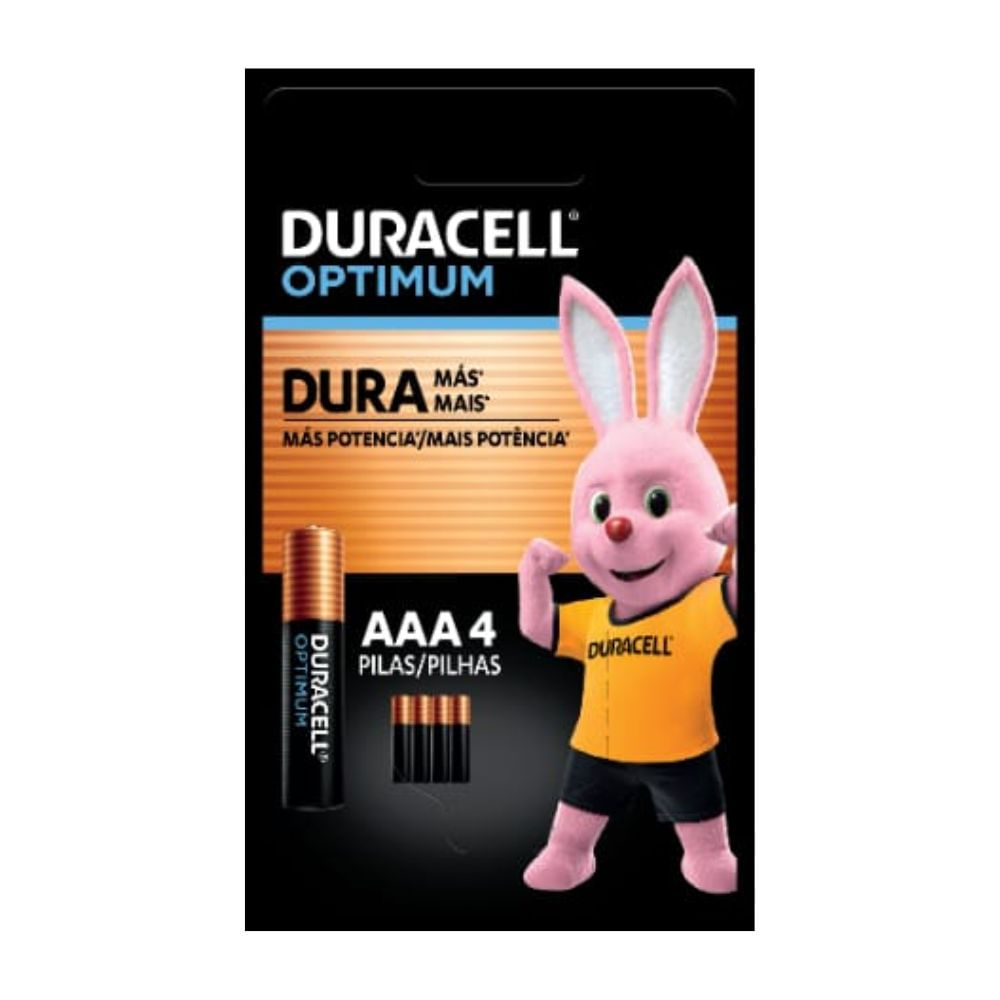 Pilha Alcalina AAA Duracell Optimum com 4 Unidades