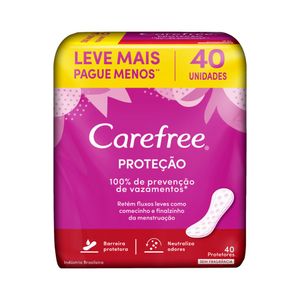 Protetor Diário sem Abas Proteção Carefree com 40 Unidades
