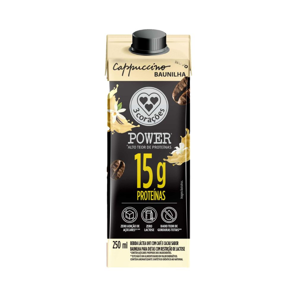Bebida Láctea Power Cappuccino Baunilha 15g de Proteínas 3