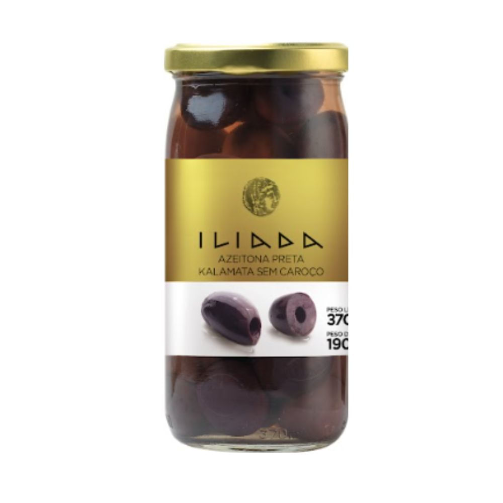 AZEITONA GREGA ILIADA PRETA SEM CAROCO 370G
