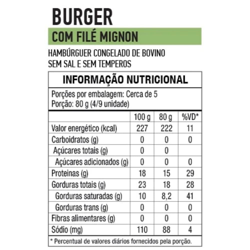 Hambúrguer de Filé Mignon Congelado Wessel 360g com 2 Unidades