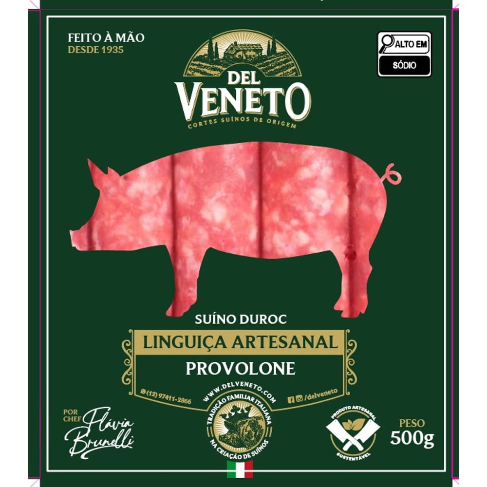 Linguiça Suína Duroc Artesanal Provolone Del Veneto 500g
