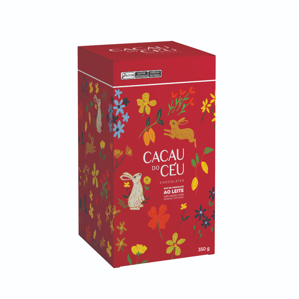 Ovo de Páscoa Cacau do Céu Chocolate ao Leite 40% Cacau com Morango - 250g
