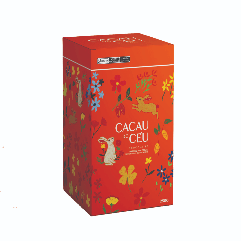 Ovo de Páscoa Cacau do Céu 70% Cacau com Avelãs, Pistache e Amêndoas - 250g