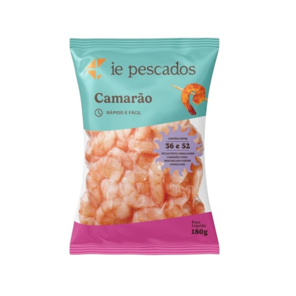 Camarão Cinza 36/52 Inteiro Eviscerado Pescado Descascado Congelado 180g