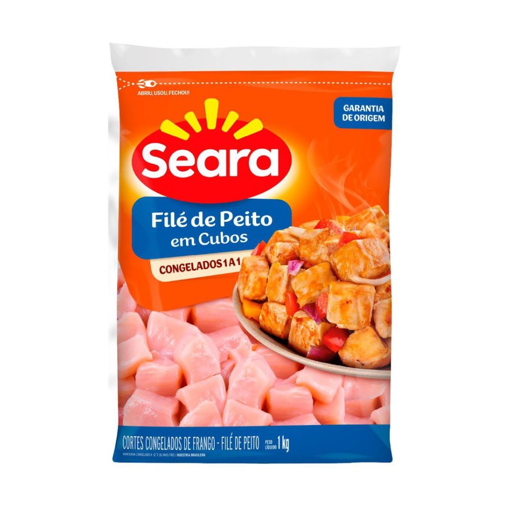 Filé Peito de Frango em Cubos Congelado Seara 1kg