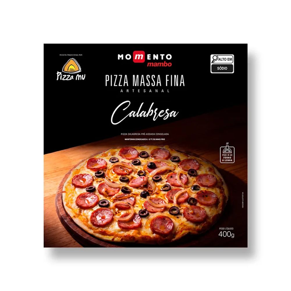 Pizza Calabresa Massa Fina Artesanal Congelada Momento Mambo 400g