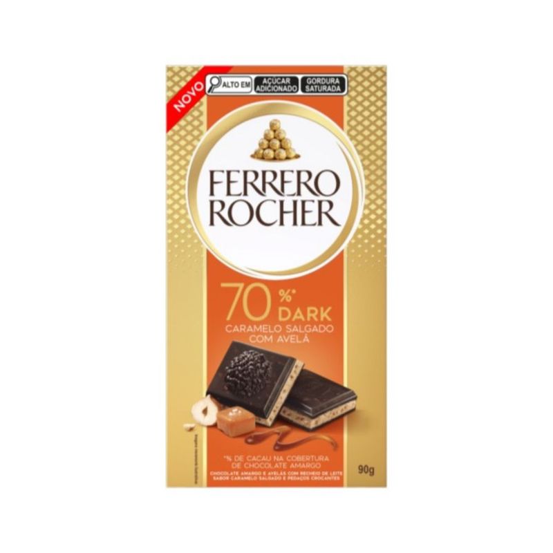 Chocolate 70% Dark Caramelo Salgado com Avelã Ferrero Rocher 90g |Mambo ...